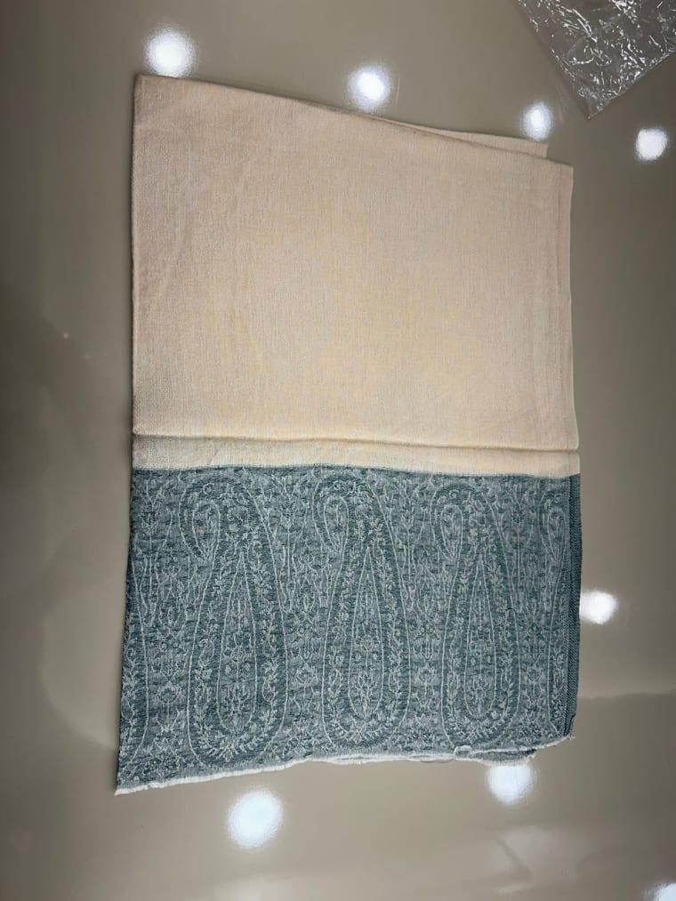 Ivory Blue Reversible Pashmina