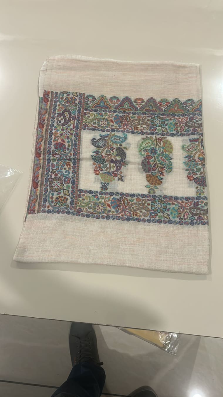 Ivory Floral Panel Pashmina, Pashmina shawl