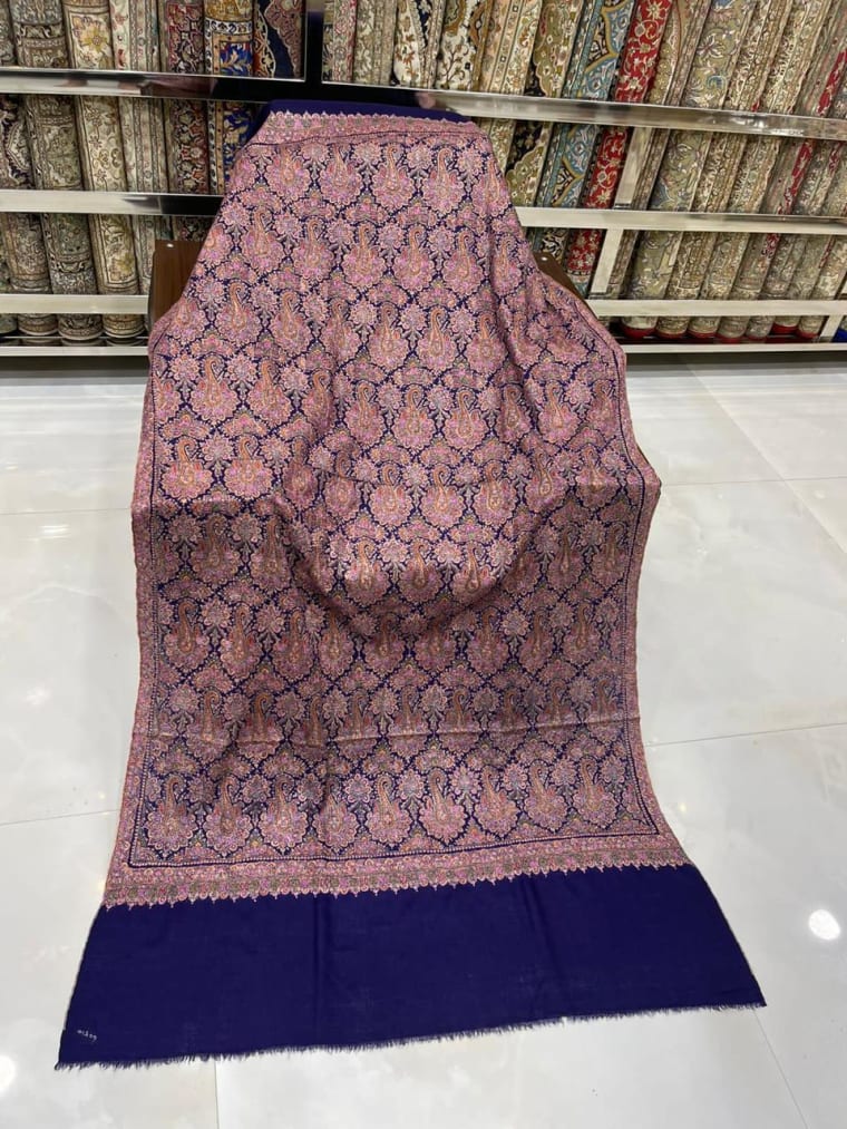 Rose Navy Kani Pashmina, Pashmina shawl