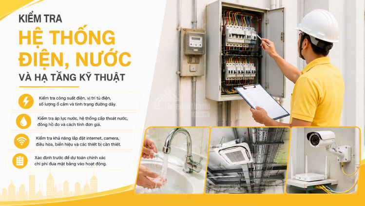 Kiểm tra hệ thống điện, nước và hạ tầng kỹ thuật