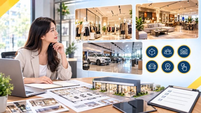 Xác định mô hình showroom, nhu cầu diện tích và trải nghiệm khách hàng trước khi lựa chọn mặt bằng.