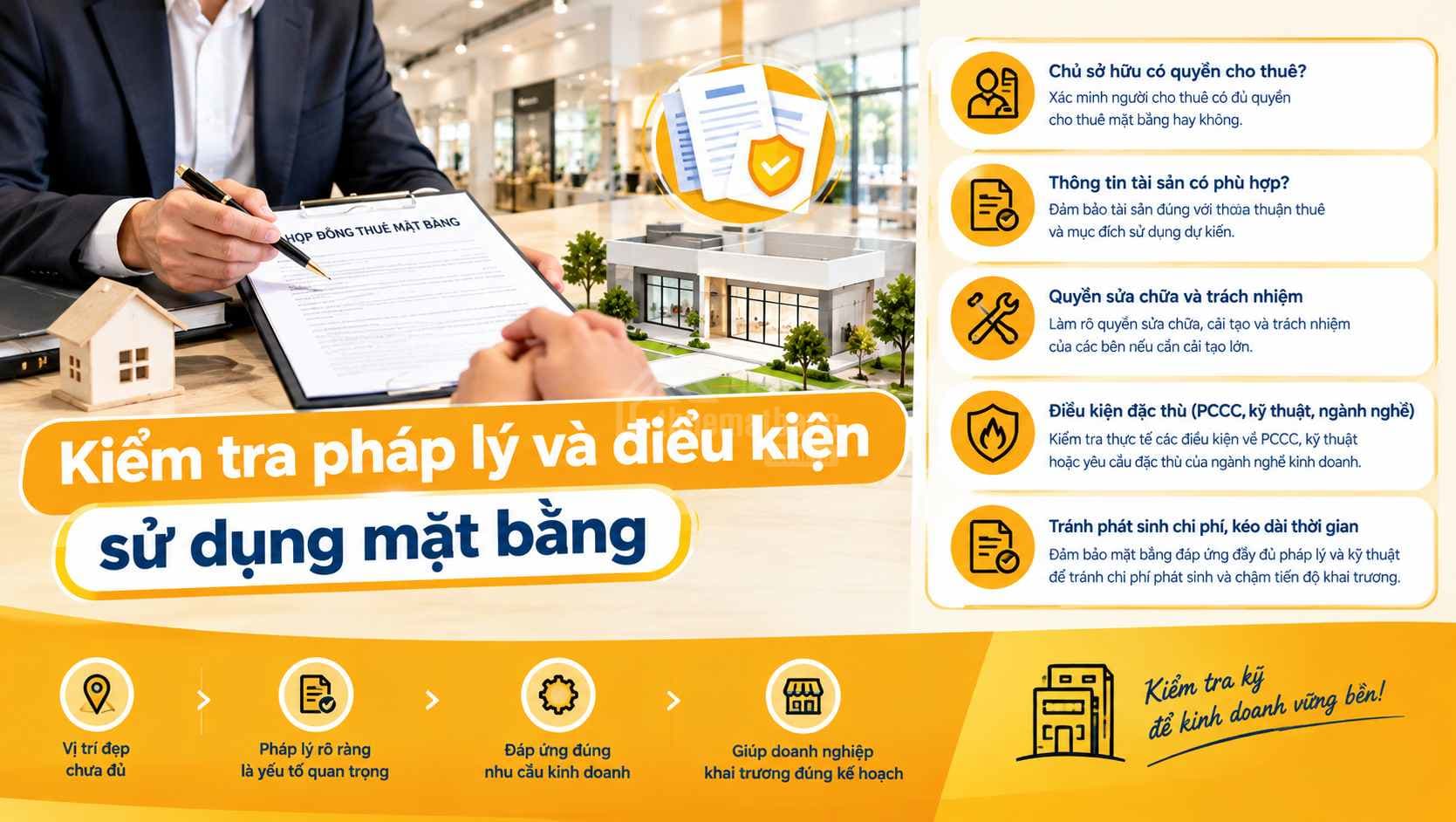 Kiểm tra pháp lý và điều kiện sử dụng trước khi thuê mặt bằng showroom