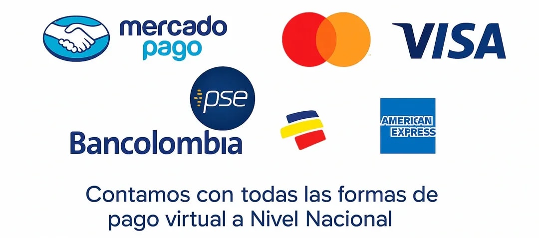 Aceptamos todos los medios de pago a nivel nacional