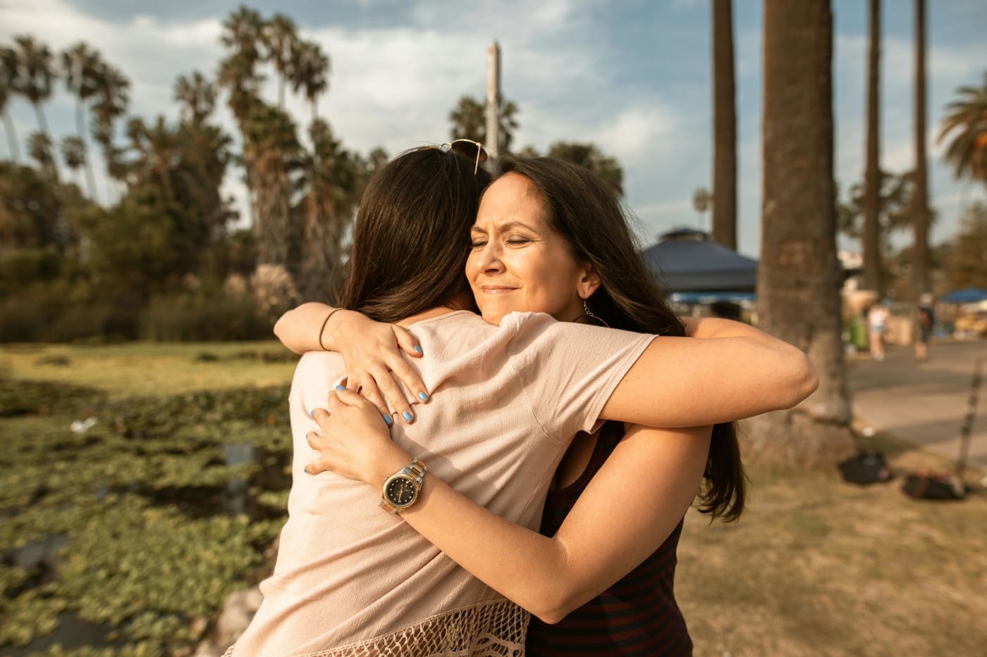 Two people hugging