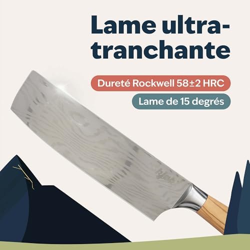 Vue 3 de Kjk Couteau Nakiri Professionnel