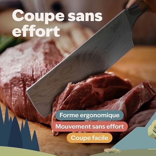 Vue 4 de Kjk Couteau Nakiri Professionnel