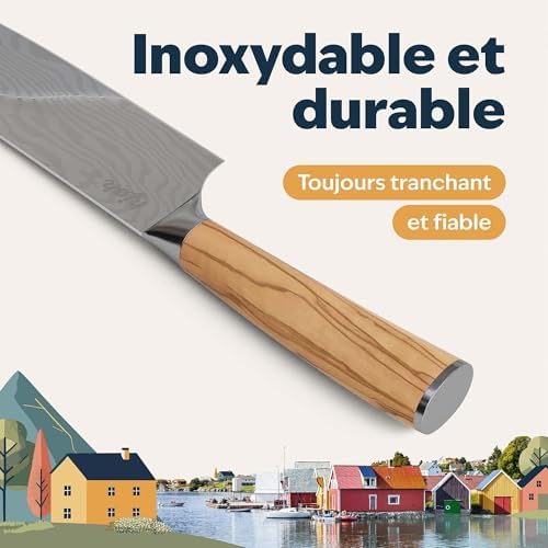 Vue 5 de Kjk Couteau Nakiri Professionnel