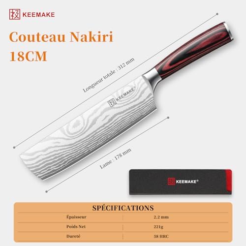 Vue 5 de Keemake Couteau Cuisine Nakiri
