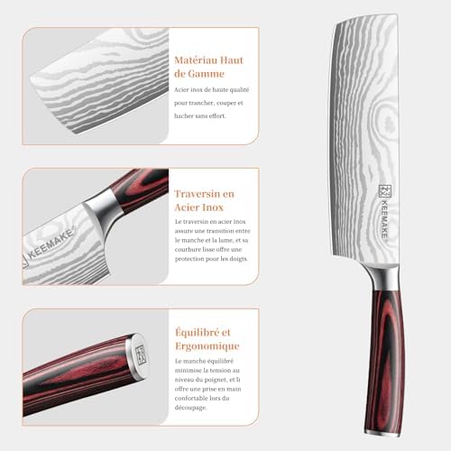 Vue 6 de Keemake Couteau Cuisine Nakiri