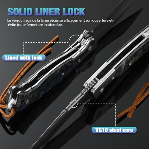 Vue 6 de Drachenader Couteau Pliant Damas