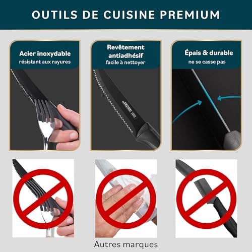 Vue 3 de Couteaux Steak De