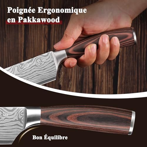 Vue 4 de Sunnecko Set Couteau Cuisine
