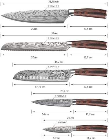 Vue 5 de Sunnecko Set Couteau Cuisine