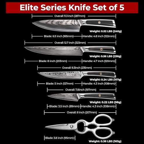 Vue 5 de Sunnecko Couteaux De Cuisine