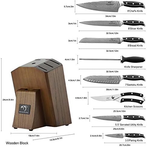 Vue 3 de Damas Pieces Set Couteaux