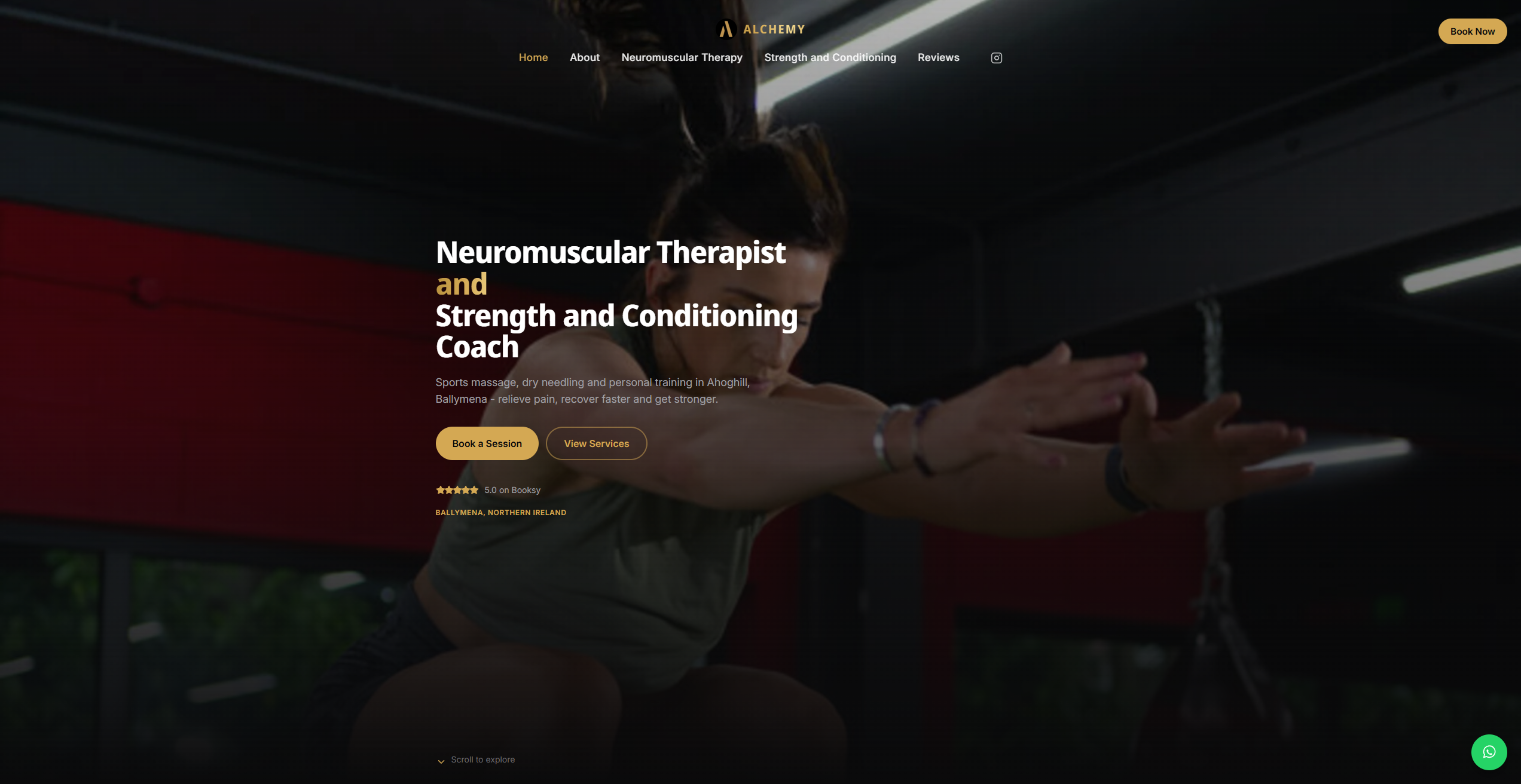 Alchemy Sports Therapy website homepage