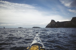 View from kayak of the Ramna Stacks, Fethaland