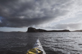Kayak view towards South Isle, Gletness