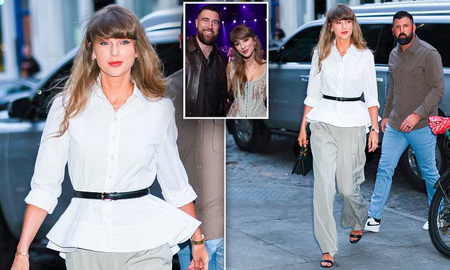 Taylor Swift steps out in bridal white AGAIN as the unusual way guests are receiving invites to Travis Kelce wedding is revealed