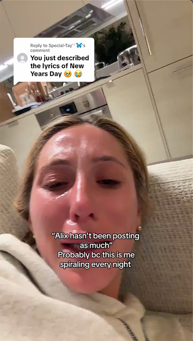 Alix Earle sobs over Taylor Swift song after seeing Braxton Berrios for first time since their breakup