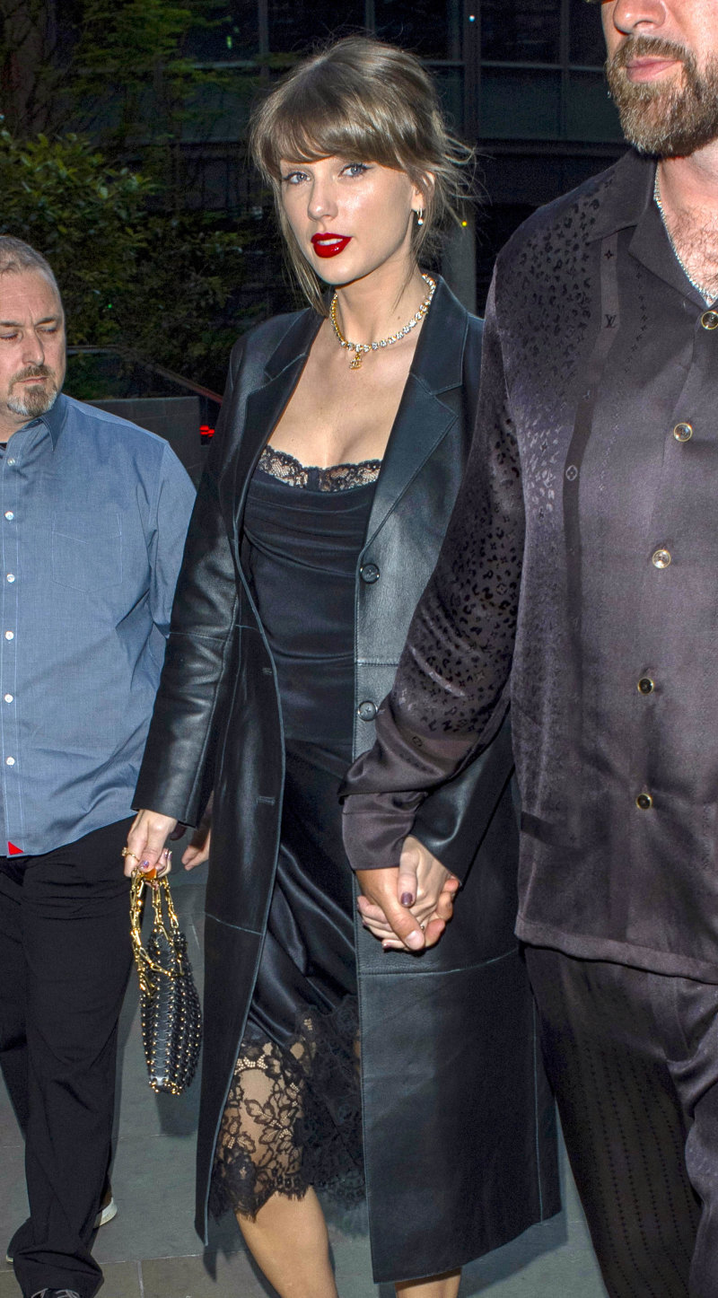 Taylor Swift rocks lacy silk top and skirt for romantic date night with Travis Kelce