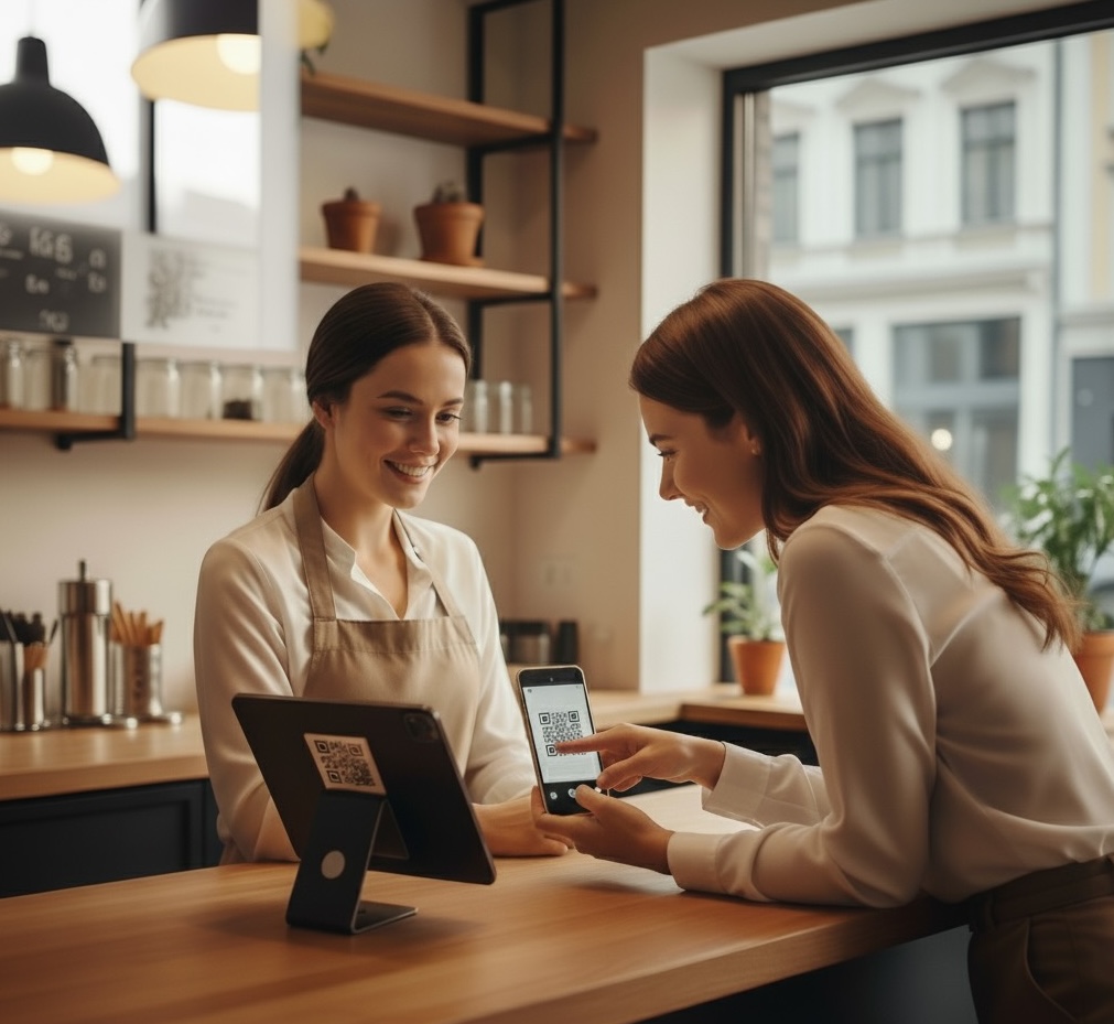 Hero image showing QR code for Google reviews