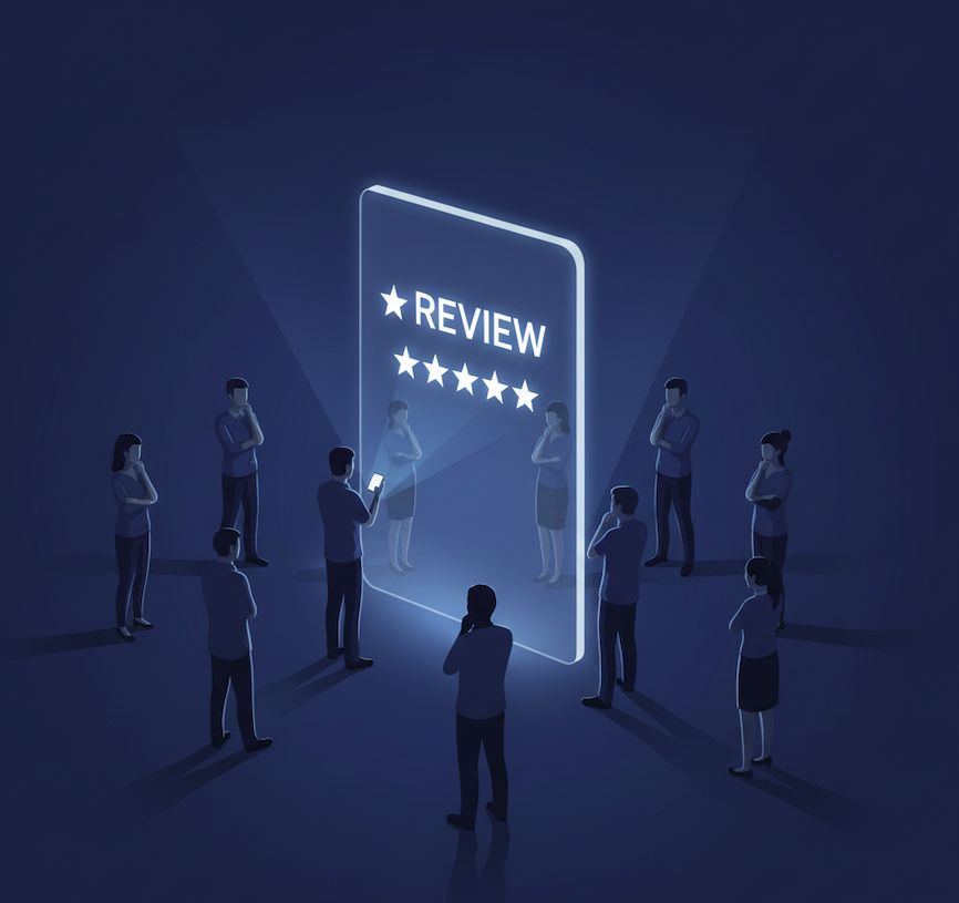 Image showing people looking at reviews