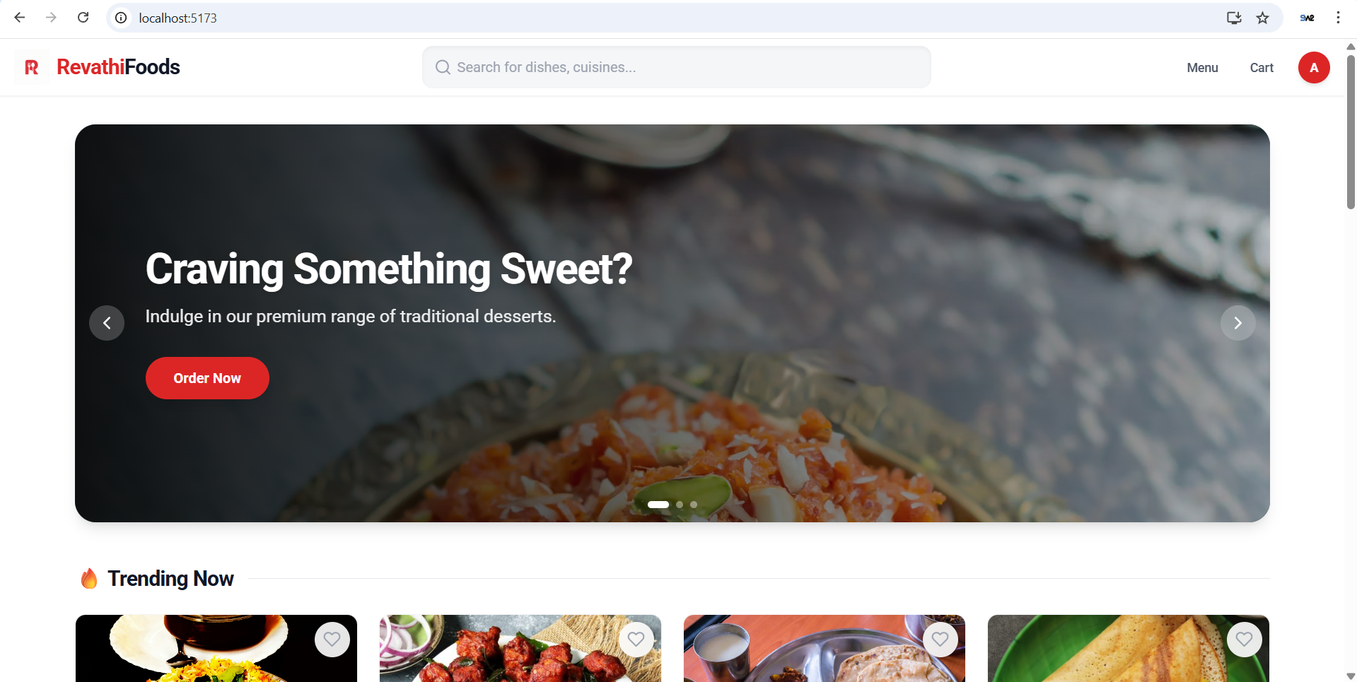 Revathi Foods E-Commerce Website Homepage Developed by Suryawave