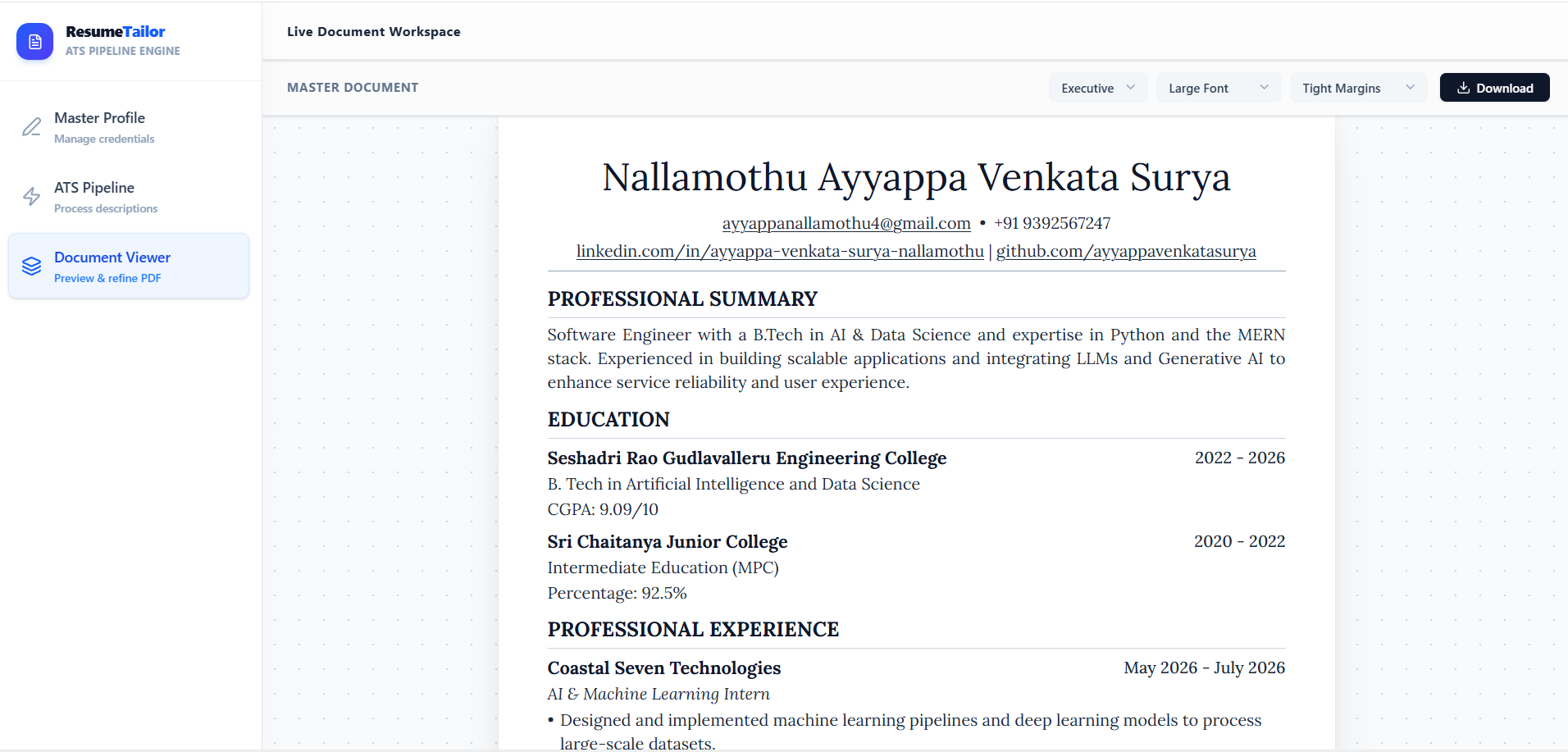 AI ATS Resume Generator