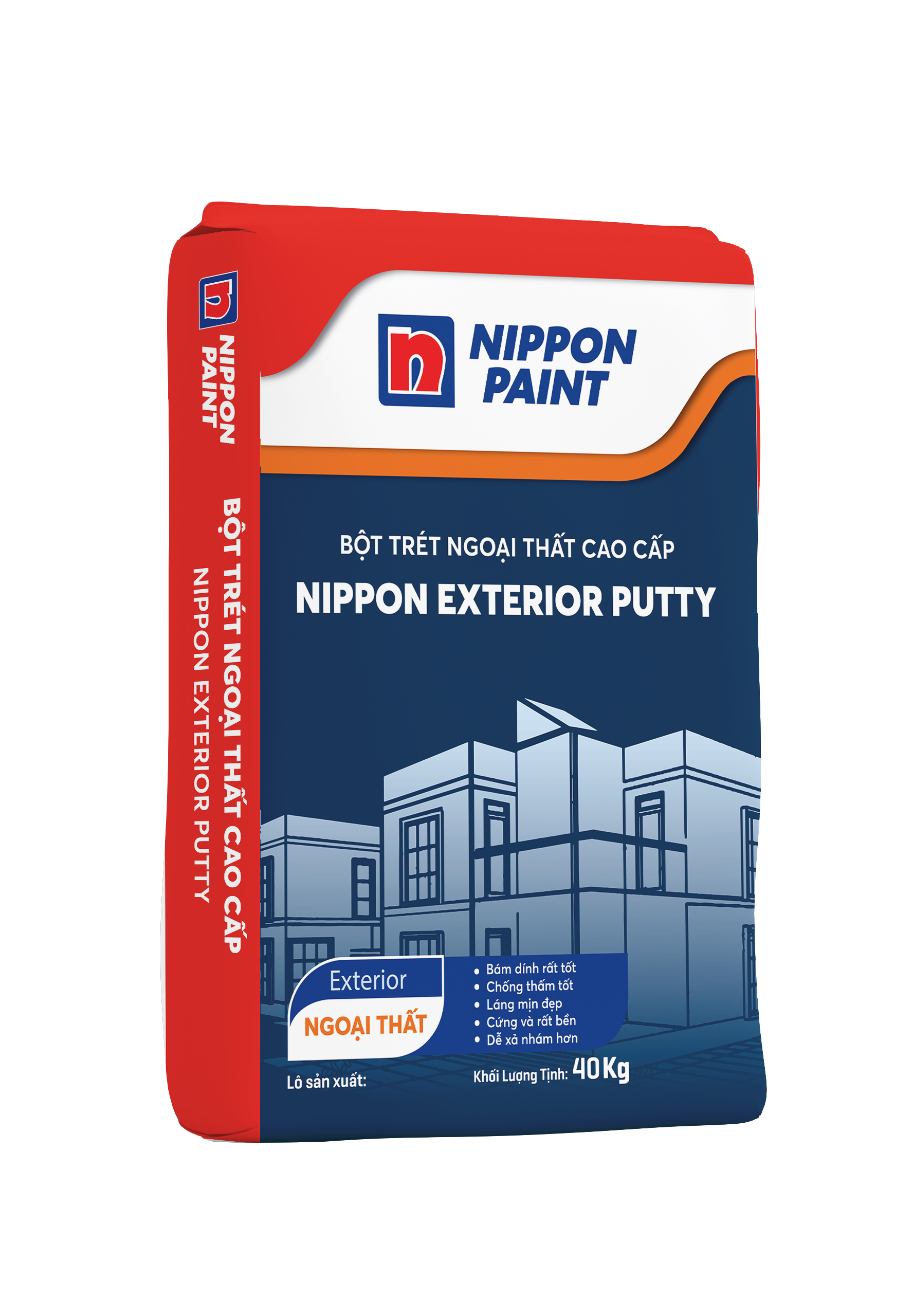 Bao bì Nippon Exterior Putty — ảnh Paintmart; đối chiếu quy cách khi tư vấn