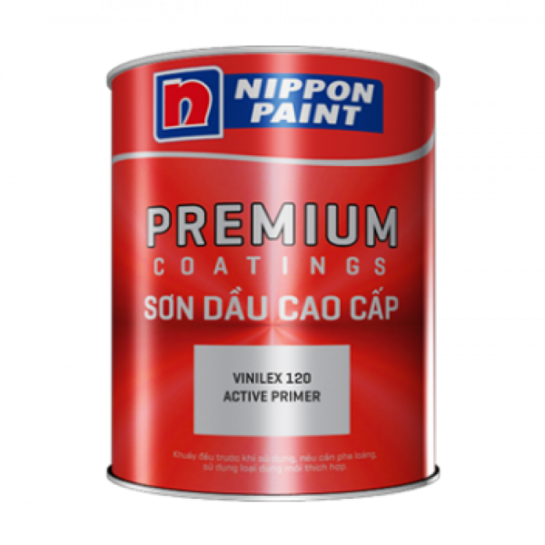 Bao bì tham khảo Sơn Nippon Vinilex 120 Active Primer — ảnh đối tác Paintmart; không xác nhận mọi quy cách