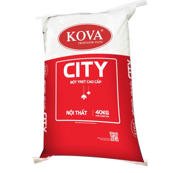 Bao bì tham khảo Bột trét tường nội thất Kova City — ảnh đối tác Paintmart; không xác nhận mọi quy cách