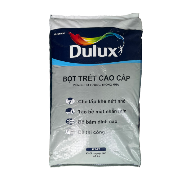 Bao bì tham khảo Bột trét tường cao cấp trong nhà DULUX B347 — ảnh đối tác Paintmart; không xác nhận mọi quy cách