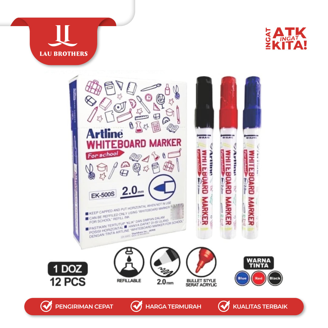 ARTLINE SPIDOL PAPAN TULIS/ WHITEBOARD MARKER 500 (1LSN/ 12PCS) - Image 3