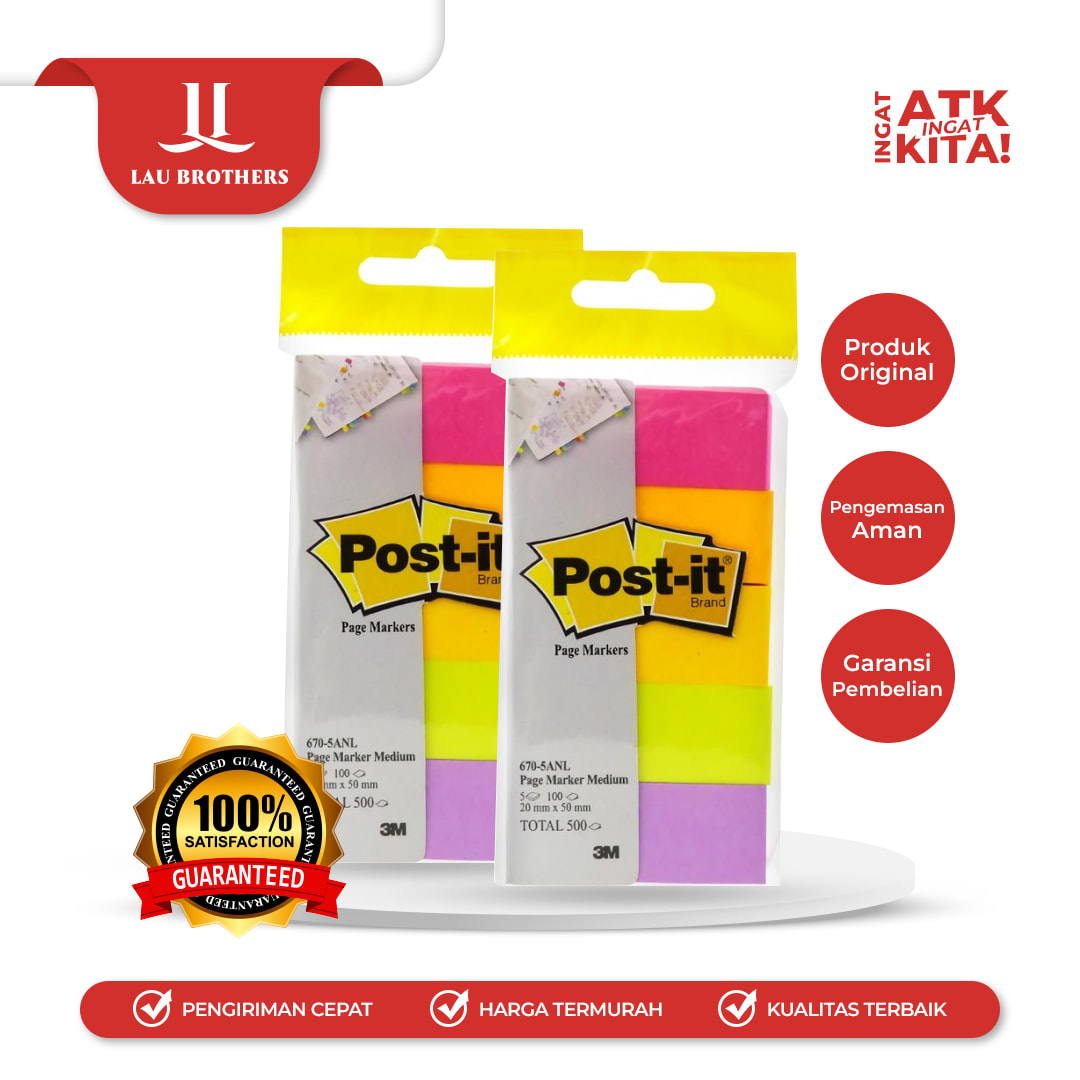 3M POST IT STICKY NOTE PAGE MARKER 670-5ANL (1PAD)