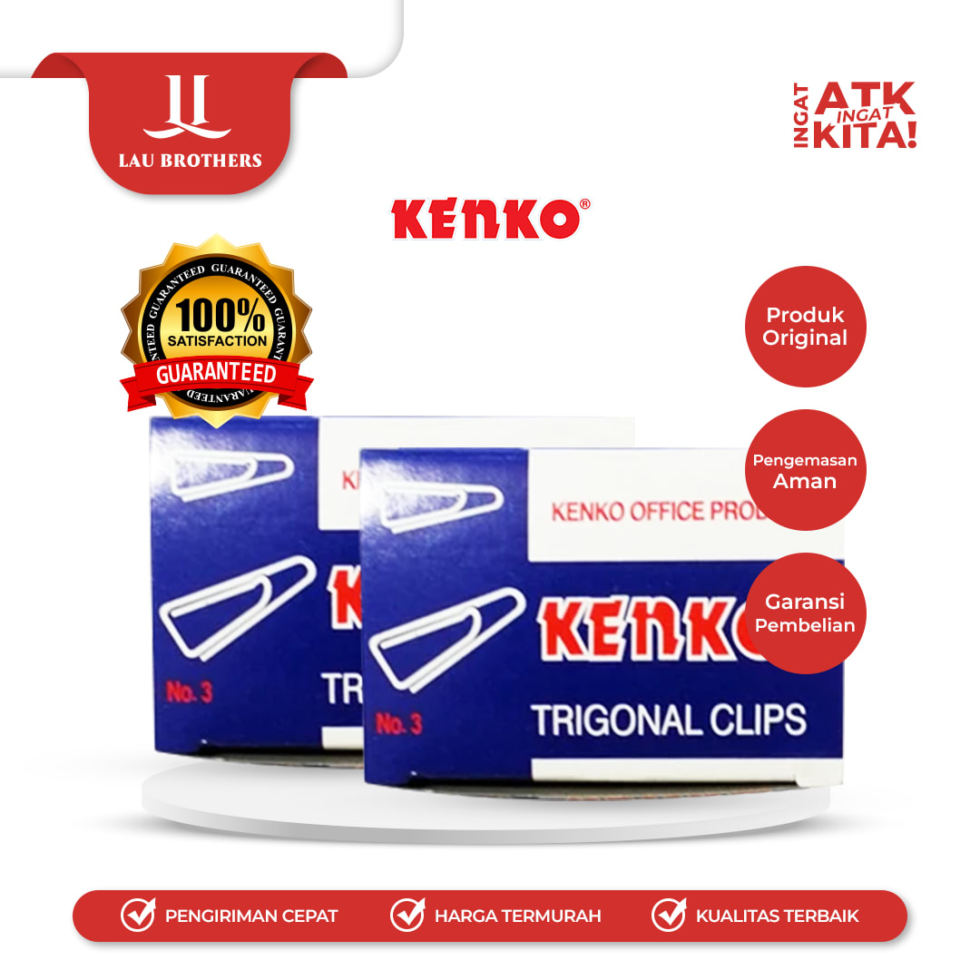 KENKO KLIP KERTAS SEGITIGA/ TRIGONAL PAPER CLIP NO.3 (1PACK/ 10DUS)