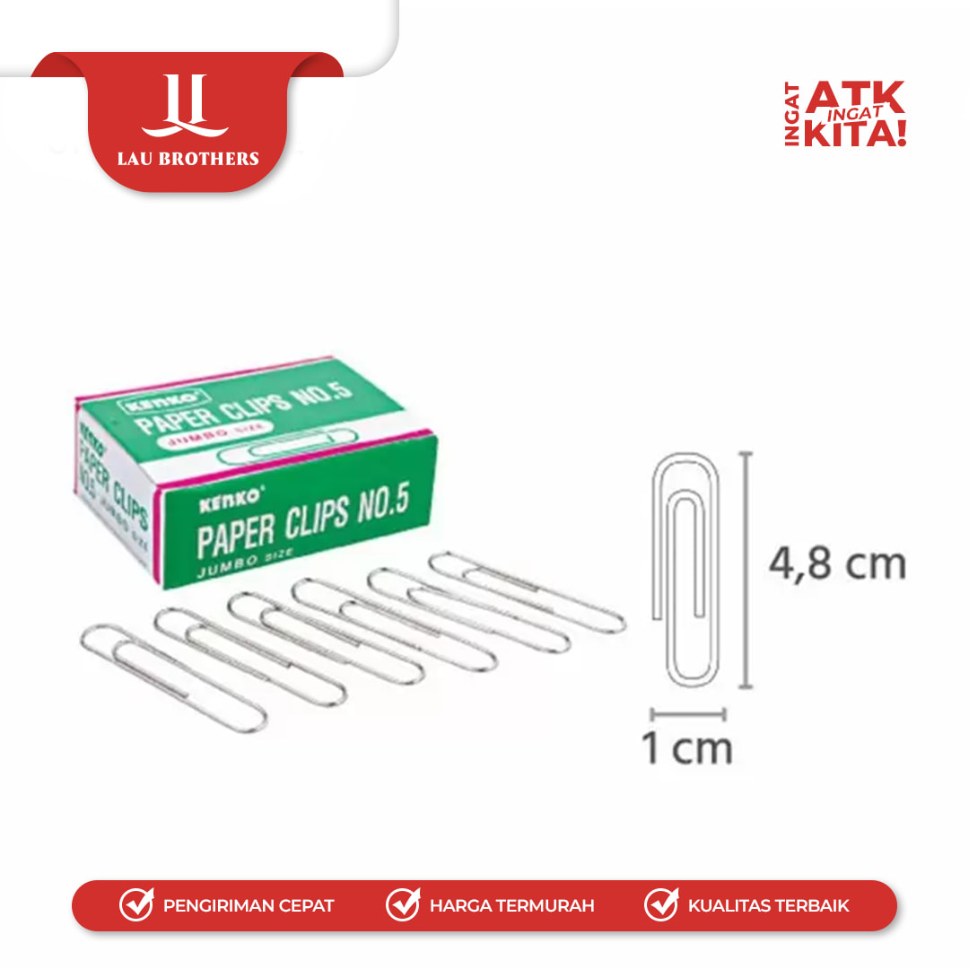 KENKO KLIP KERTAS/ PAPER CLIP NO.5 (1PACK/ 10DUS) - Image 2