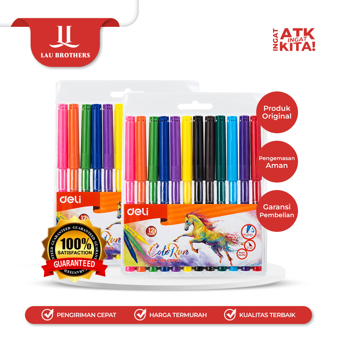 DELI SPIDOL WARNA/ FELT PEN 12 EC10003 (1SET)
