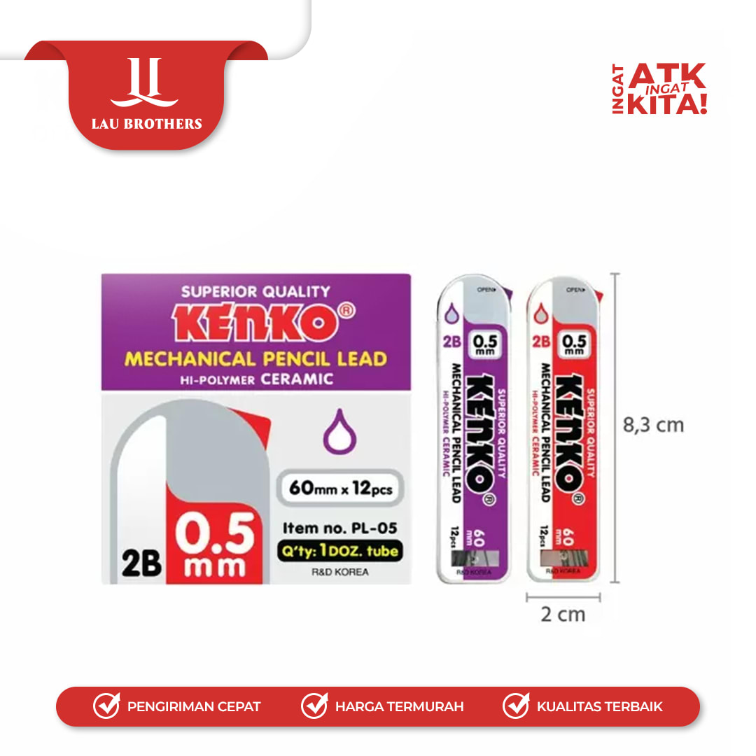 KENKO ISI PENSIL MEKANIK/ MECHANICAL PENCIL LEAD REFILL 2B 0,5mm (1PACK) - Image 2