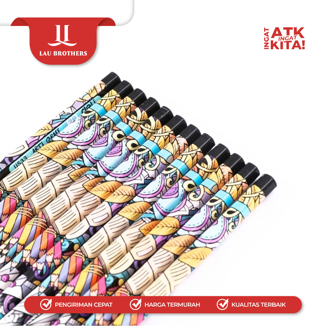 DELI PENSIL GRAFIT MOTIF GRAFFITI/ GRAPHITE PENCIL GRAFFITI PATTERN EU53300 (1LSN/ 12PCS) - Image 3