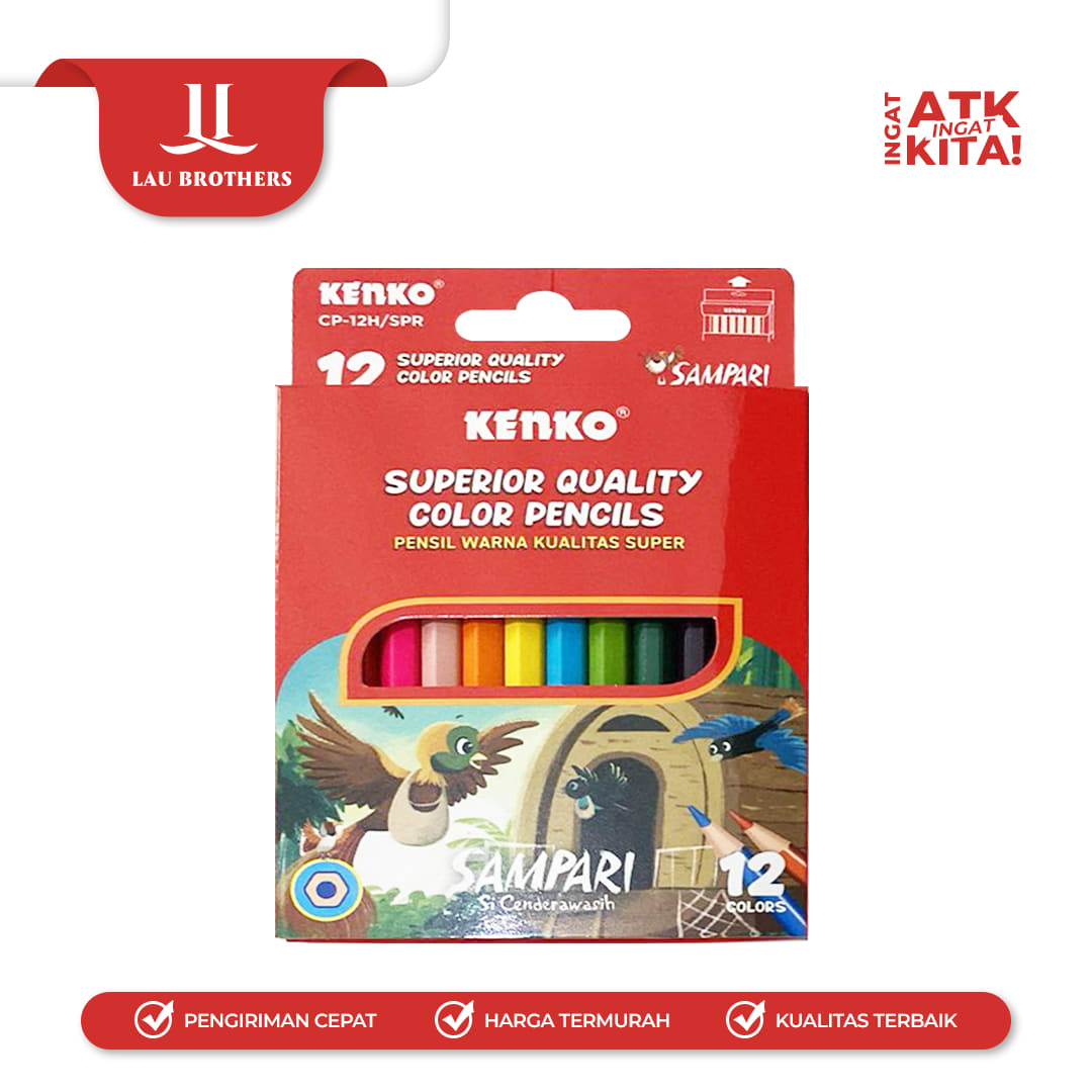 KENKO PENSIL WARNA/ COLOR PENCIL CP-12HALF SAMPARI (1SET) - Image 2