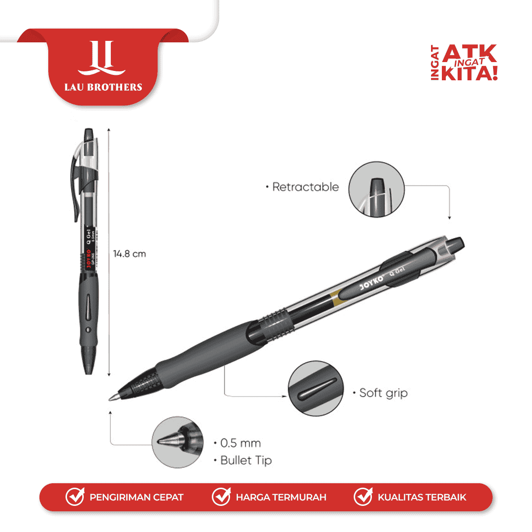 JOYKO PULPEN GEL/ GEL PEN GP-265 Q GEL 0.5mm (1PC) - Image 3