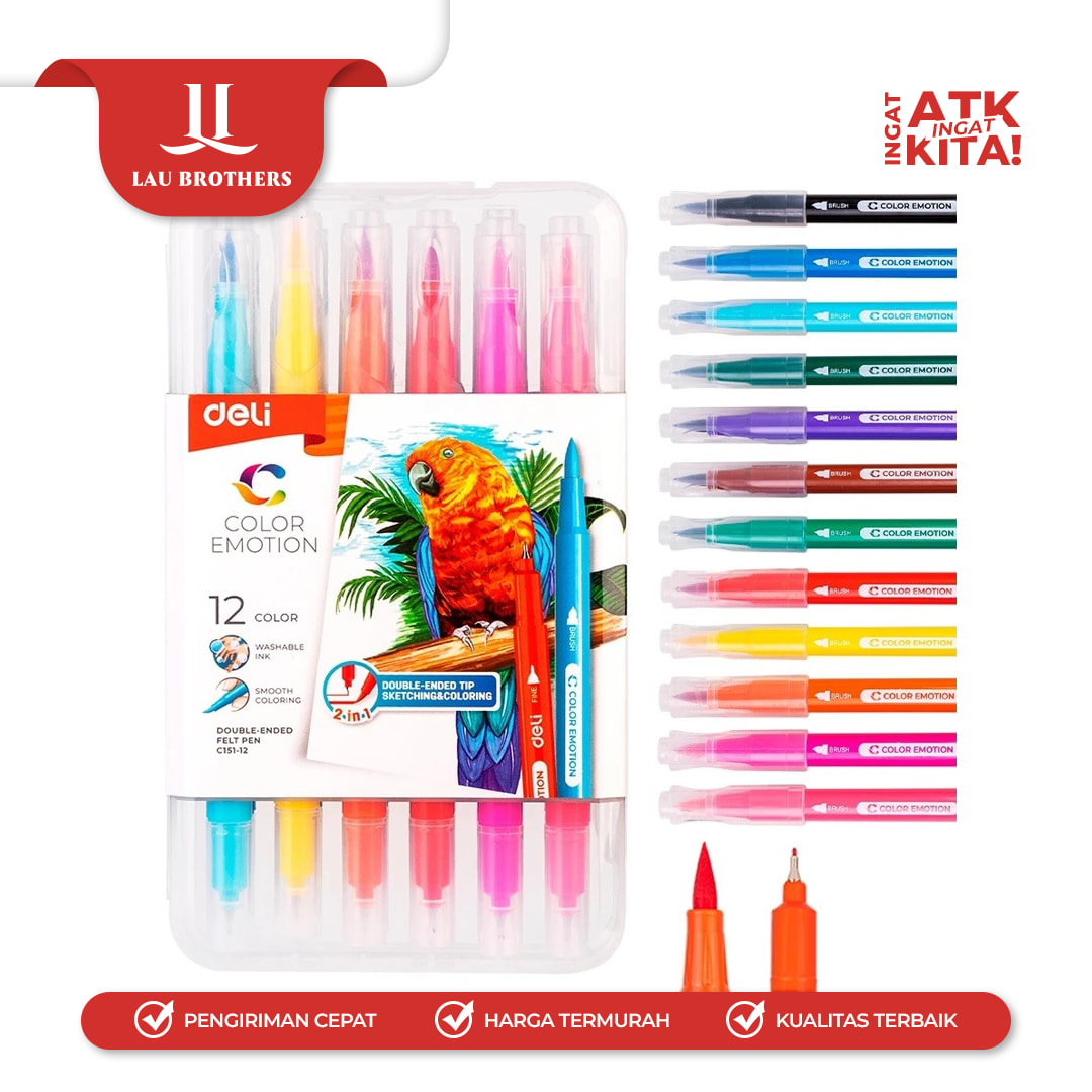 DELI PULPEN FELT DOUBLE-ENDED/ DOUBLE ENDED FELT PEN 12 EC151-12 (1SET) - Image 2