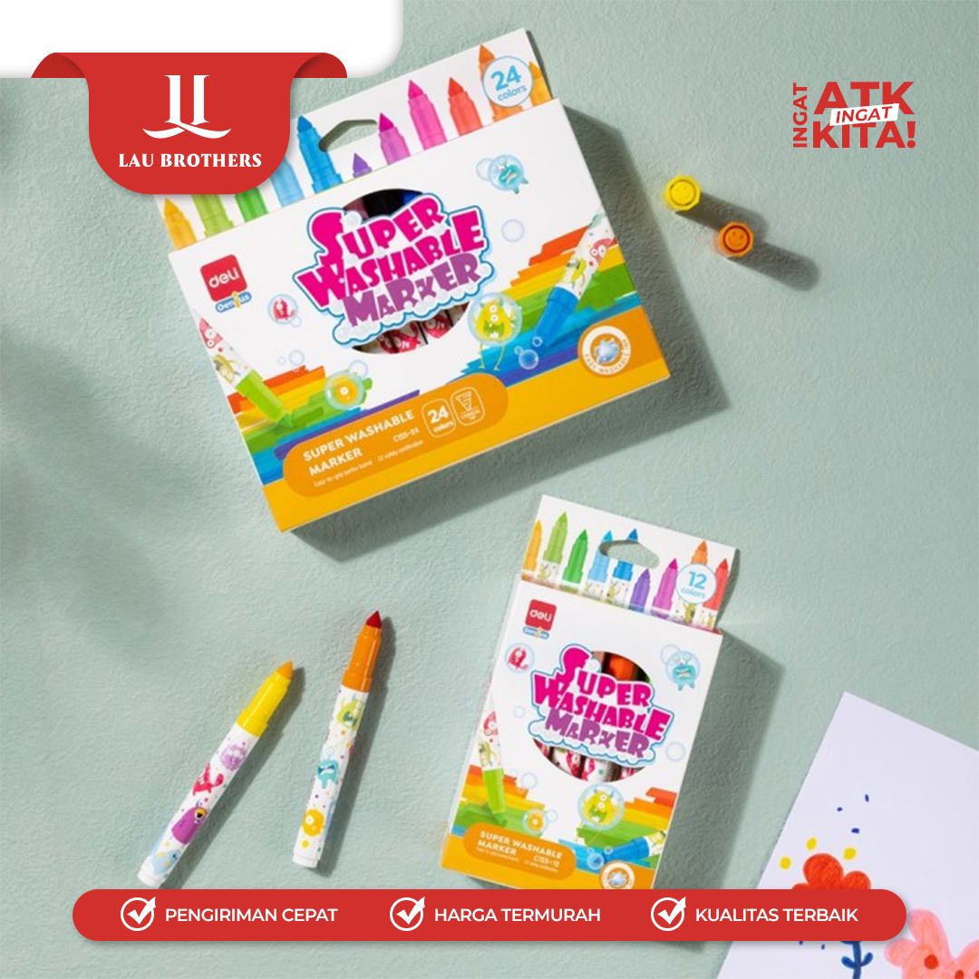 DELI SPIDOL SUPER WASHABLE/ SUPER WASHABLE MARKER 24 EC155-24 (1SET) - Image 3