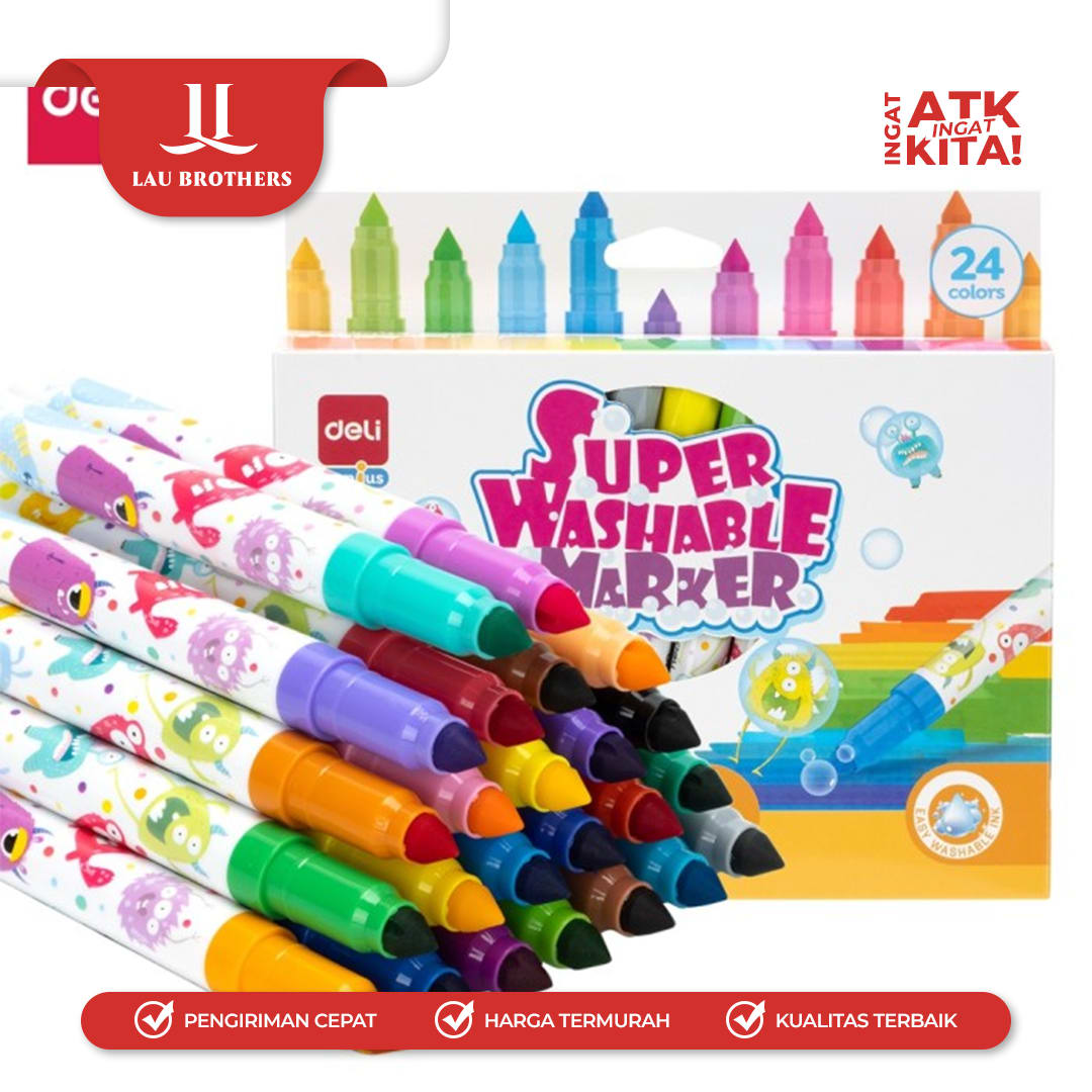 DELI SPIDOL SUPER WASHABLE/ SUPER WASHABLE MARKER 24 EC155-24 (1SET) - Image 2
