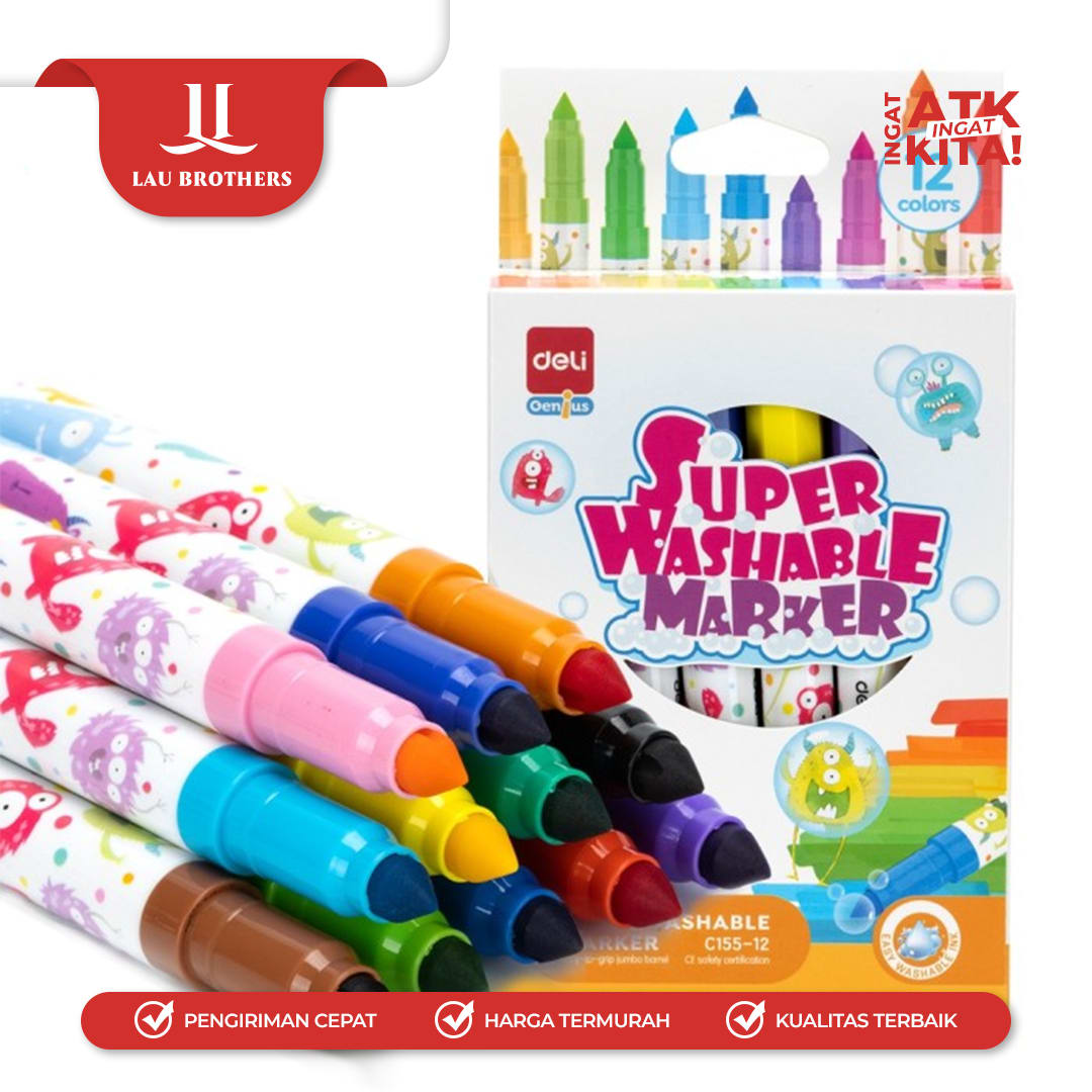 DELI SPIDOL SUPER WASHABLE/ SUPER WASHABLE MARKER 12 EC155-12 (1SET) - Image 2