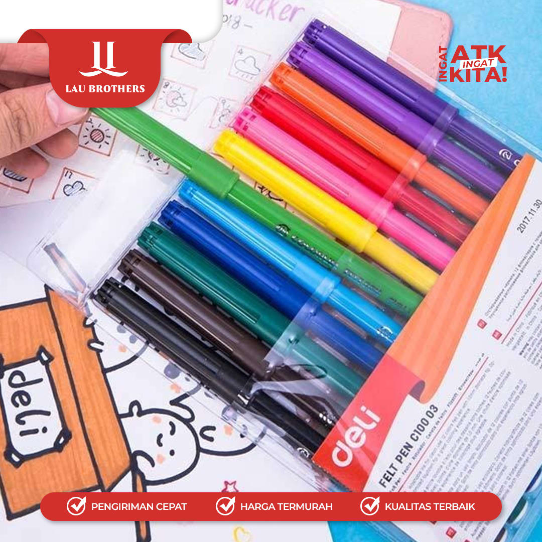 DELI SPIDOL WARNA/ FELT PEN 12 EC10003 (1SET) - Image 3