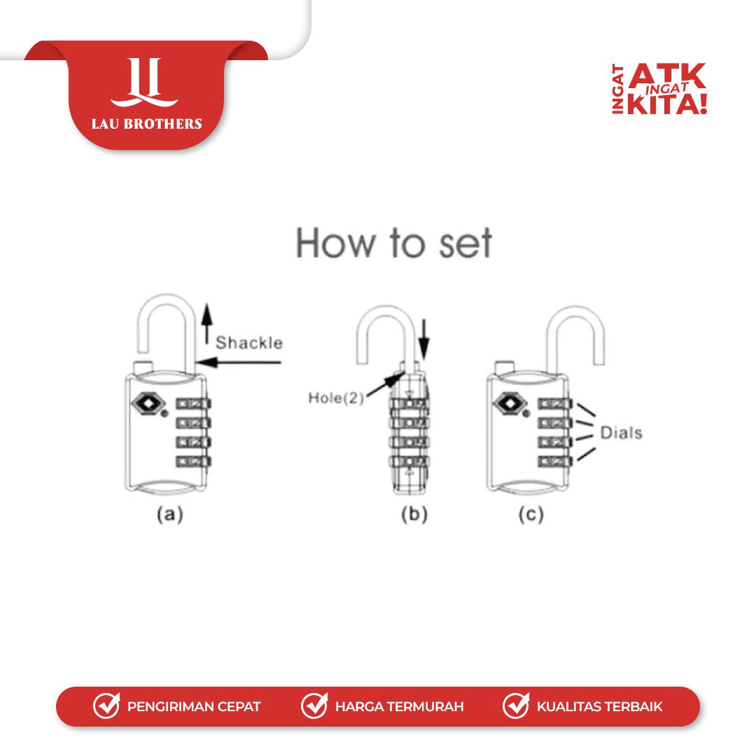 KRISBOW GEMBOK/ HEAVY DUTY LOCK 4-DIAL (1PC) - Image 3