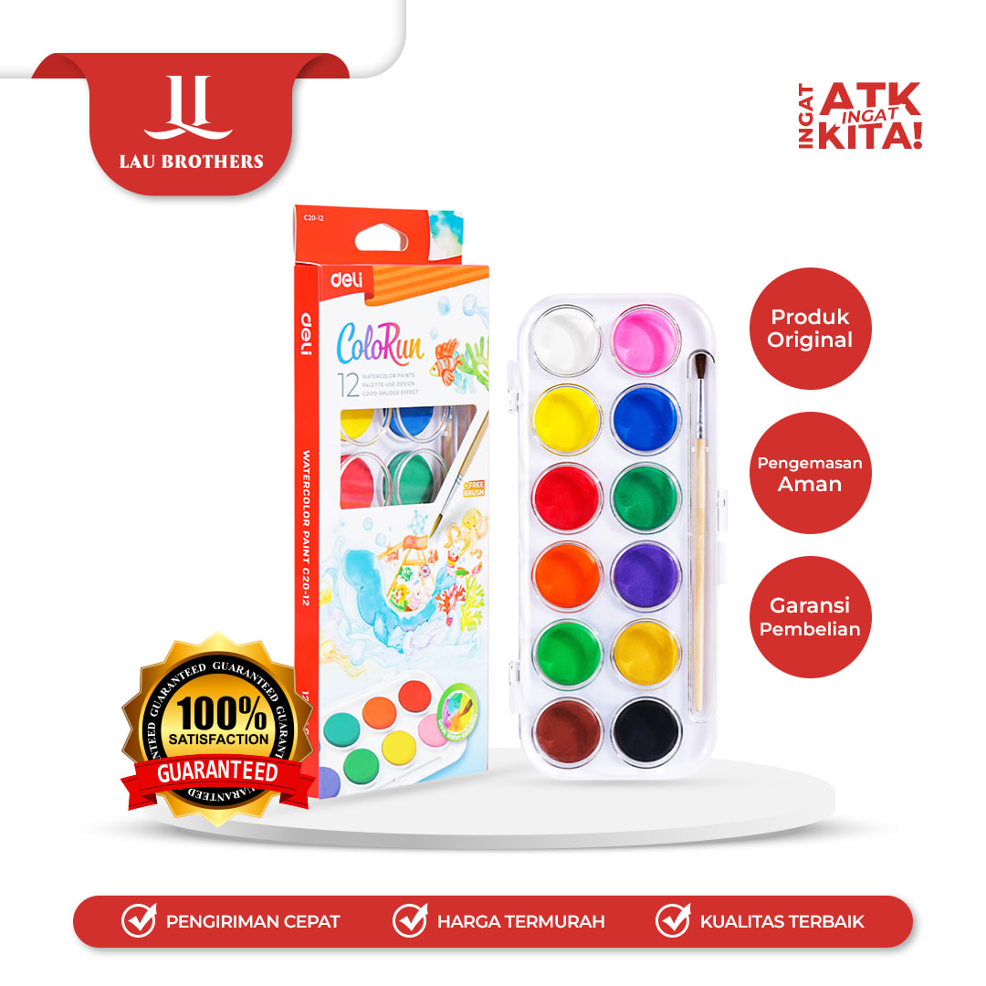 DELI CAT AIR PADAT/ WATERCOLOR PAINTS 12 C20-12 (1SET)