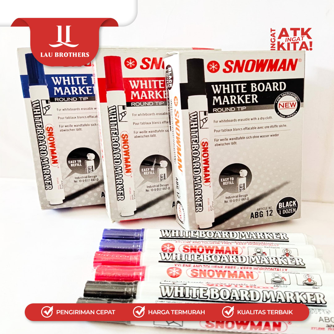 SNOWMAN SPIDOL PAPAN TULIS/ WHITEBOARD MARKER ABG-12 (1PC) - Image 3